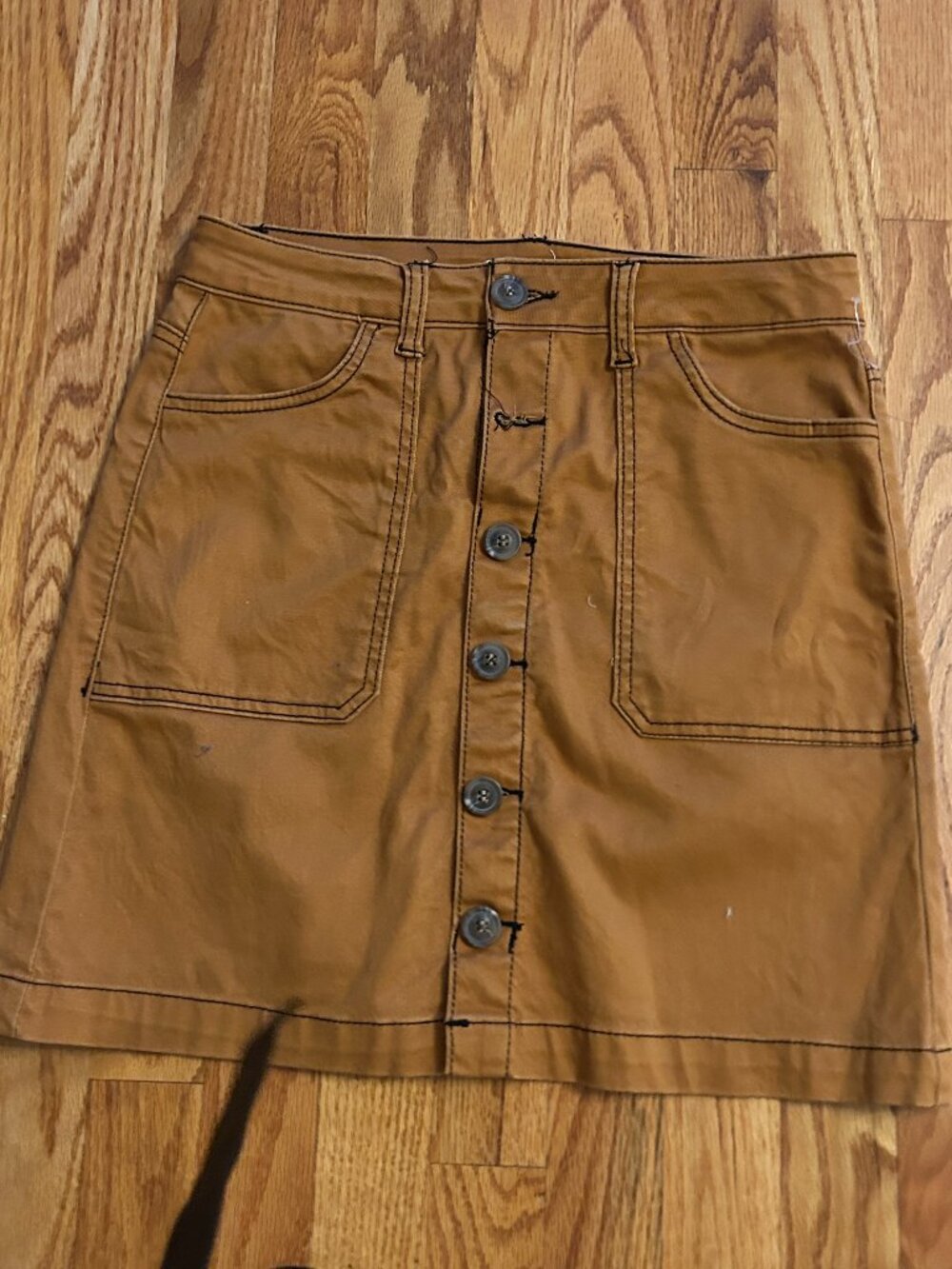 Kensie Jeans Women’s White Denim Mini Skirt Button Front Pockets Size small